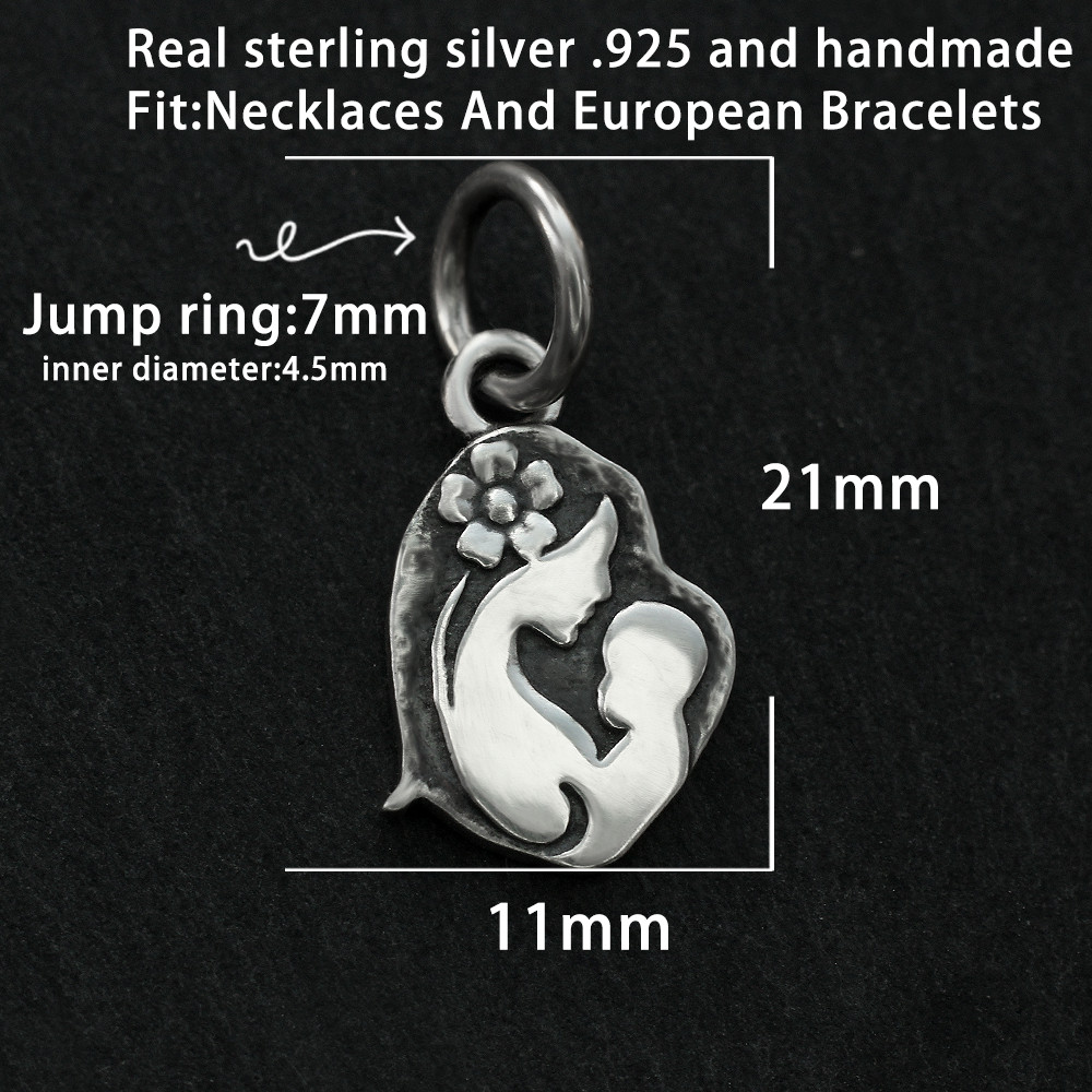 925 Sterling Silver Mom Baby Charm Pendant Baby Shower Mother’s Day For Necklace