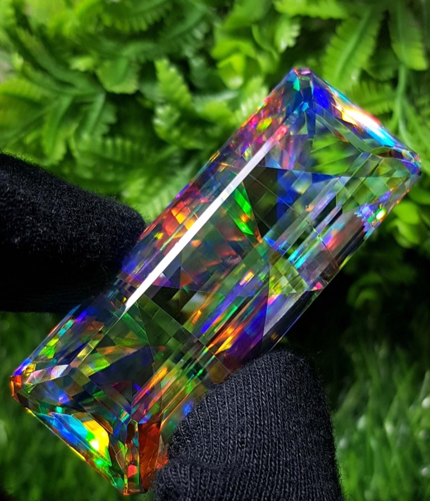 Certified 262 Ct Natural Emerald Cut Rainbow Color Mystic Quartz Loose Gemstone