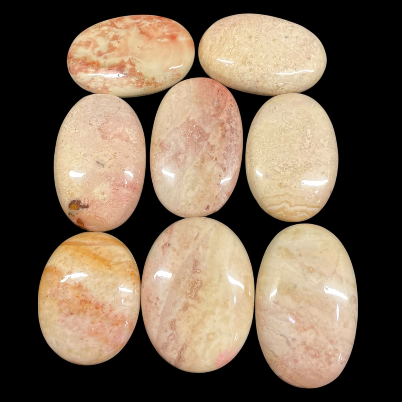 8 Pcs Natural Polychrome Jasper 41-49mm Loose Cabochon Untreated Gemstones Lot