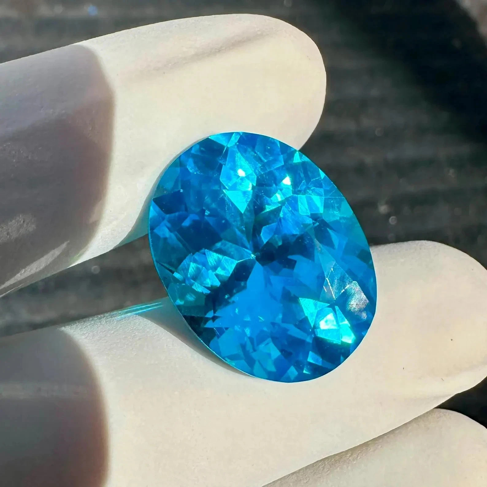 Natural Certified Neon Blue Paraiba Tourmaline 31.44 Ct Oval Cut Loose MR Gems A