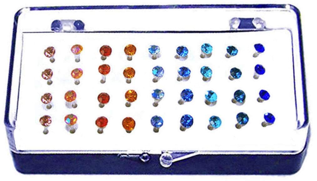 18 Pairs Multi Colors Clear Crystal Acrylic Nylon Plastic Posts Medical No Metal