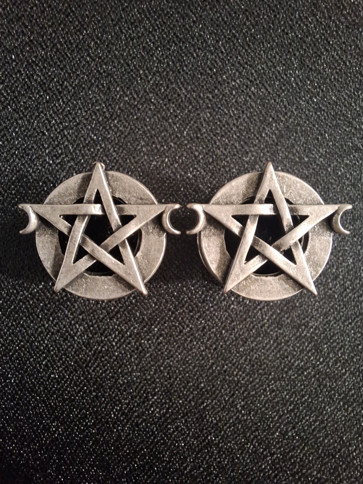 Surgical Steel Silver Pentagram Star Screwback Ear Gauge Tunnels Pair 00g (10mm)