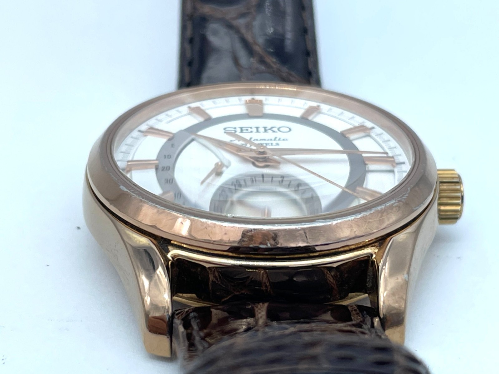 Near MINT SEIKO PRESAGE Automatic Watch Rose Gold 6R27-00B0 SARW004 New Band