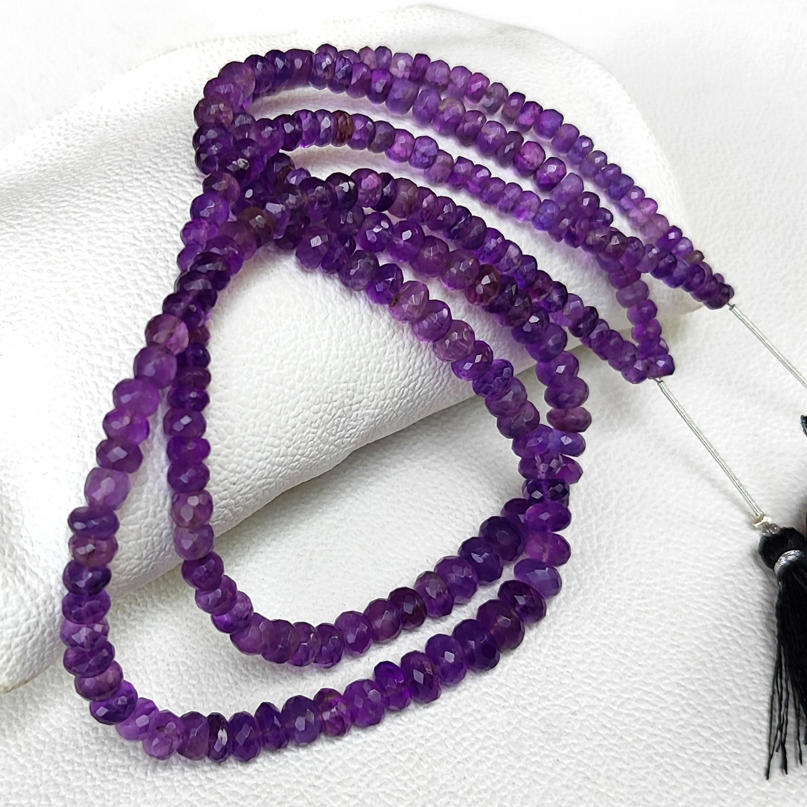 5-8mm Brazil Amethyst Faceted Rondelle Beads 16″ Strand Natural Purple Gemstone