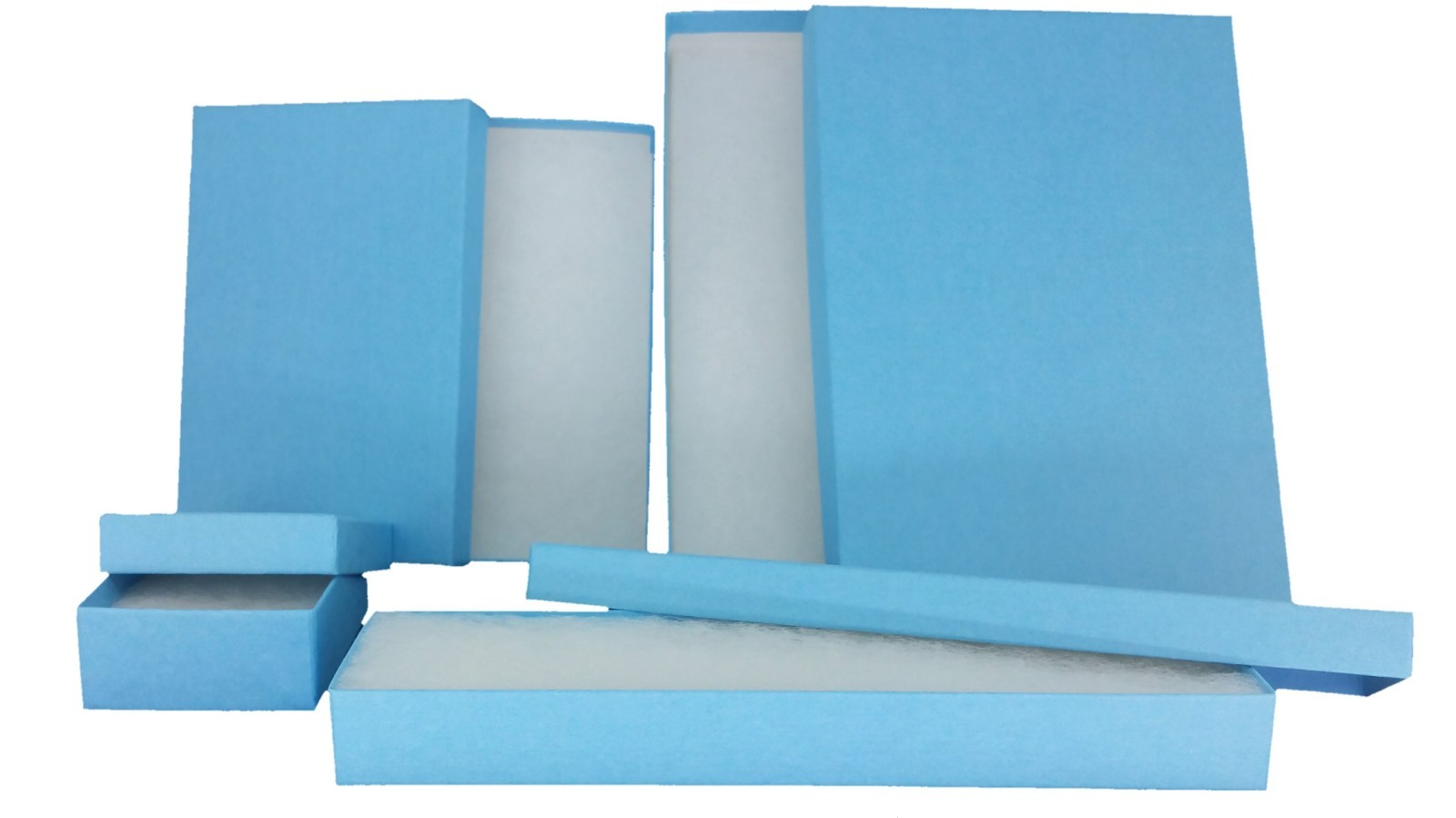 Light Blue Cotton Filled Gift Boxes | Jewelry, Coin, Watch & Keepsake Packaging