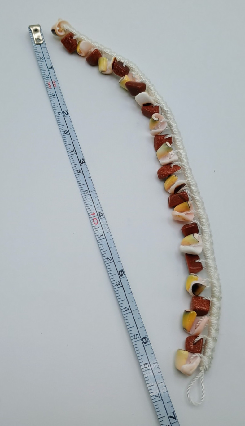 Handmade Macrame Anklet with Shells and Natural Stones