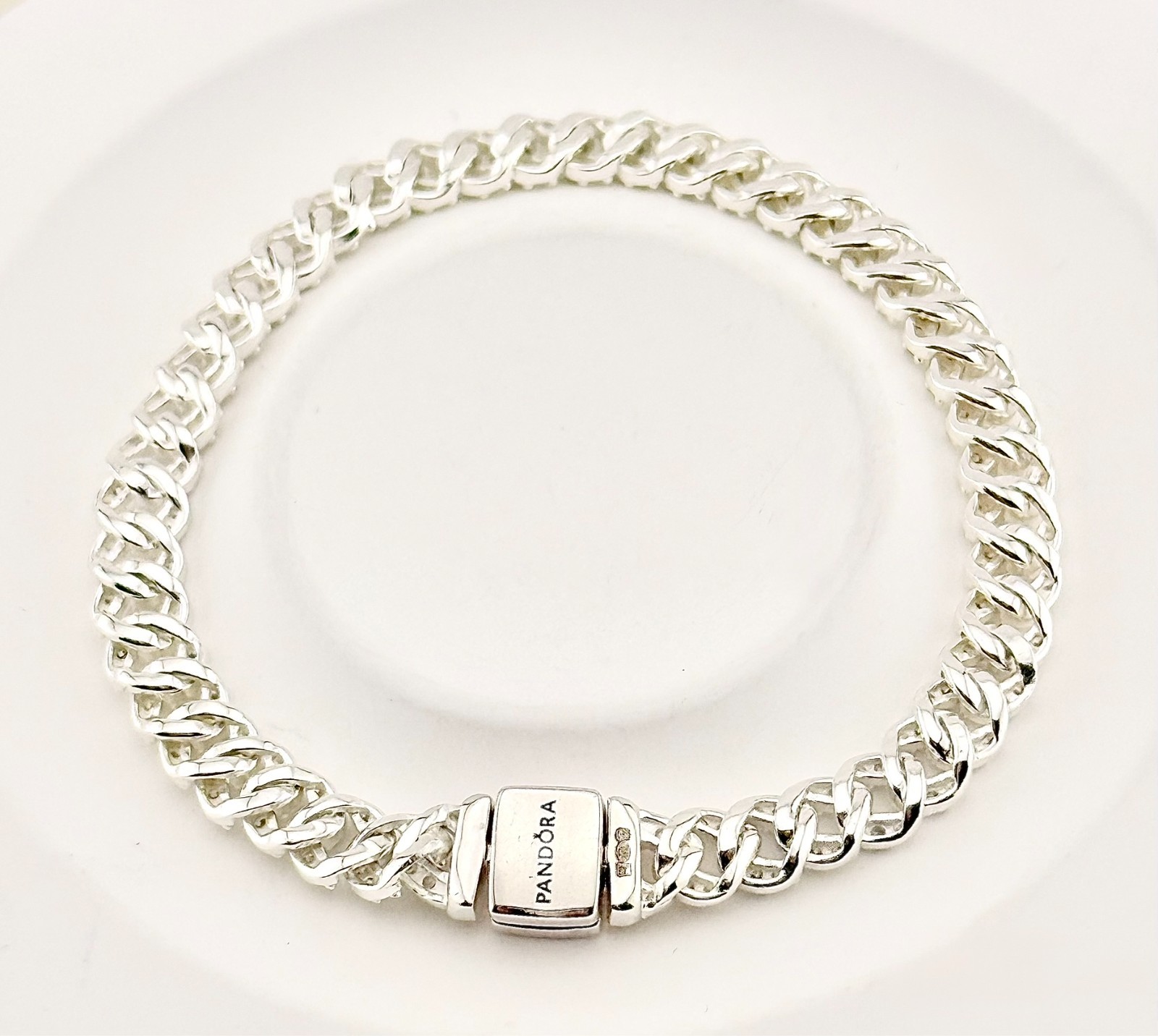 New Genuine Pandora Timeless Pavé Cuban Chain Bracelet 593008C01 Various Sizes