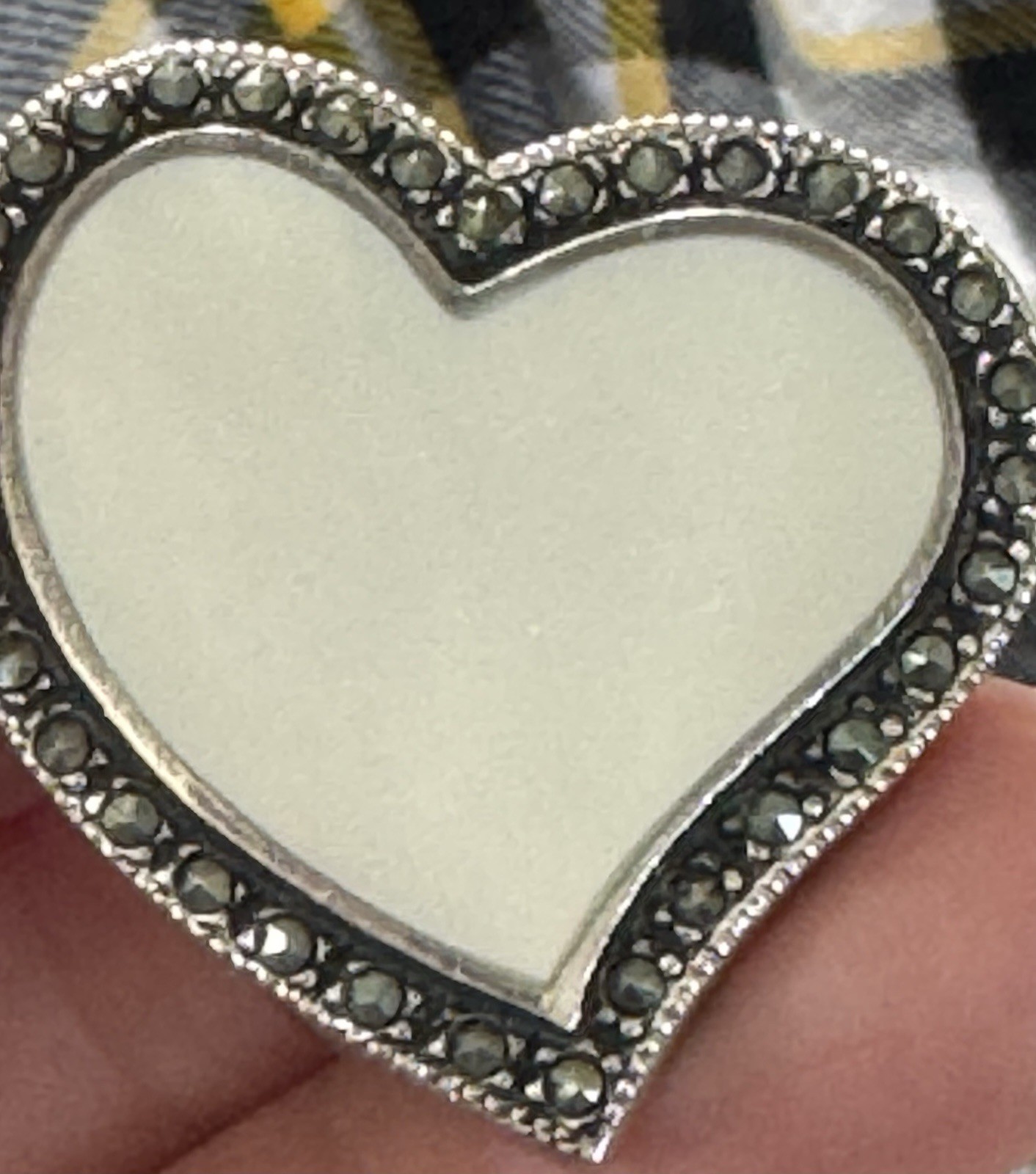 Mother of Pearl and Silver Pendant with Marcasite Stones