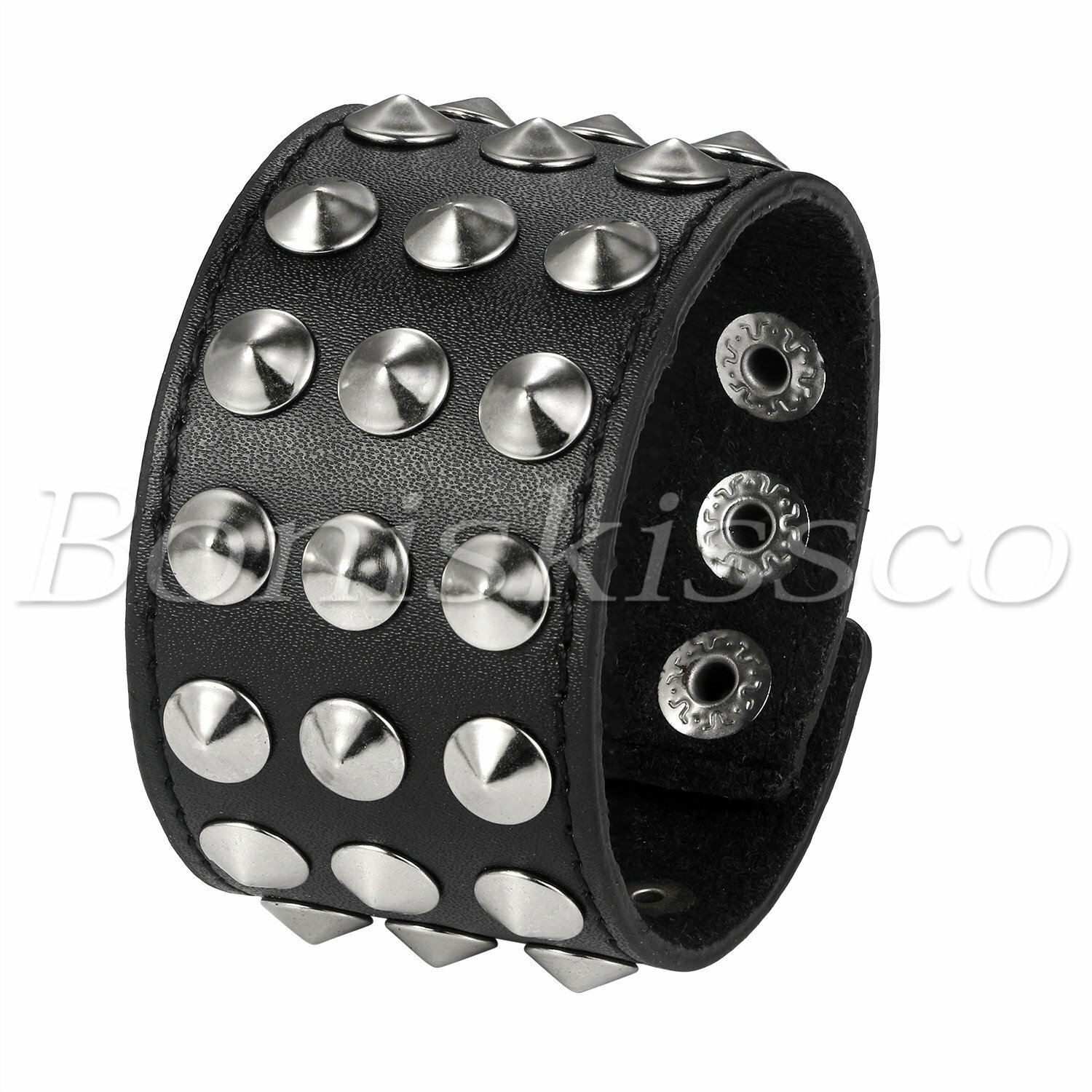 Men’s Punk Rocker Gothic Heavy Wide Rivet Leather Wraps Cuff Bracelet Wristband