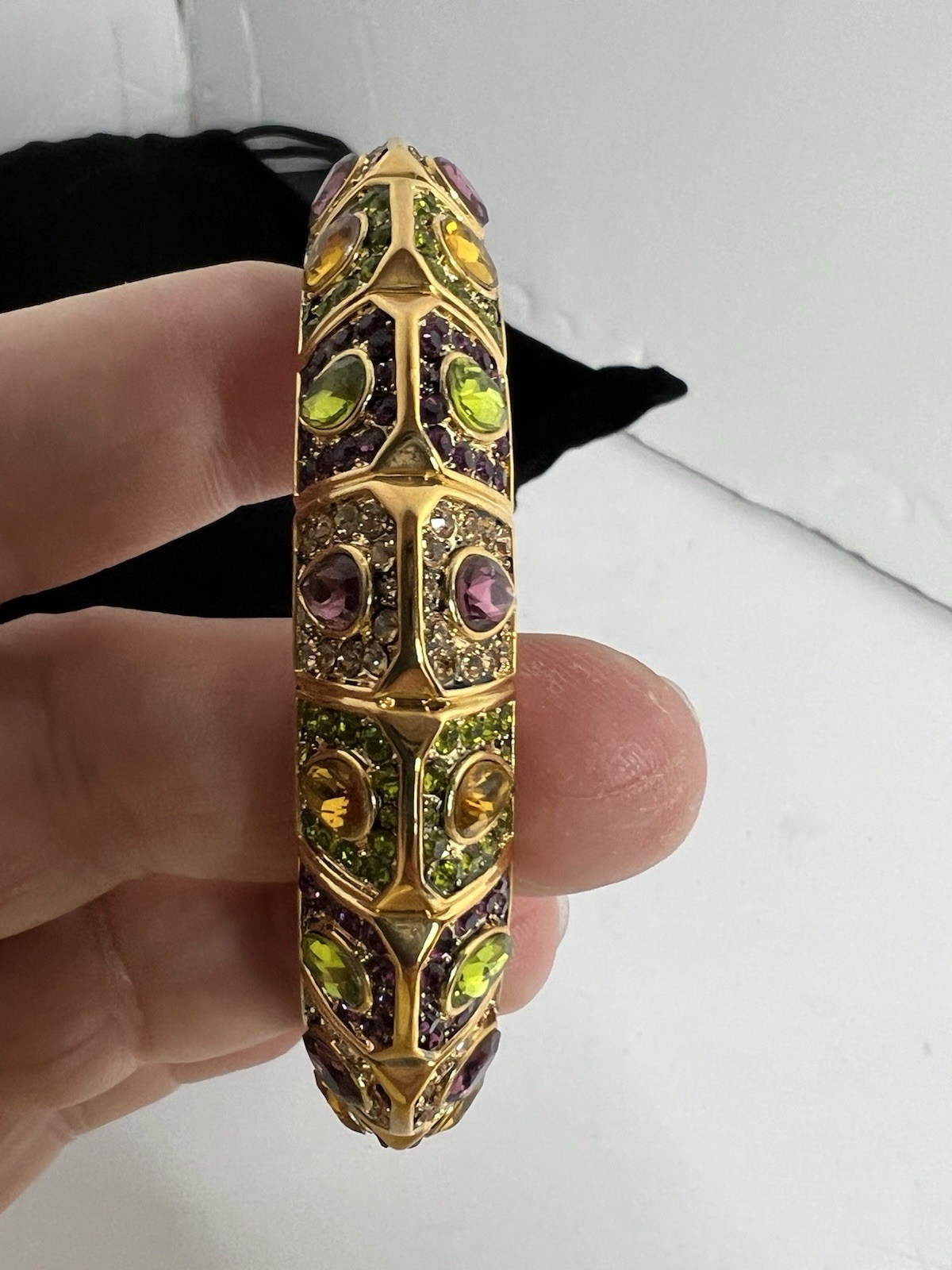 Beautiful Gold-Toned PMJ Multi-Colored Rhinestones Bangle Bracelet