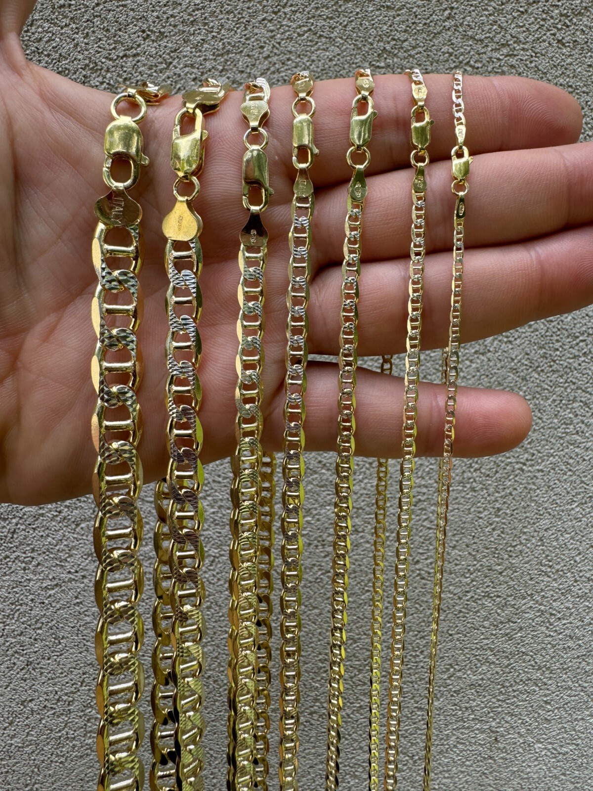 925 Sterling Silver 14k Gold Plated Two Tone Diamond Cut Mariner Chain Bracelet