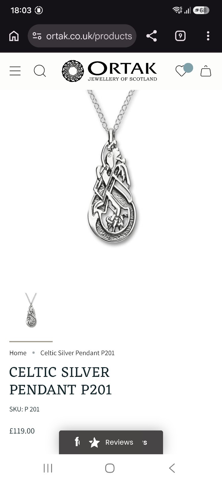 Ortak Celtic Zoomorphic Sterling Silver Pendant Only Malcolm Gray