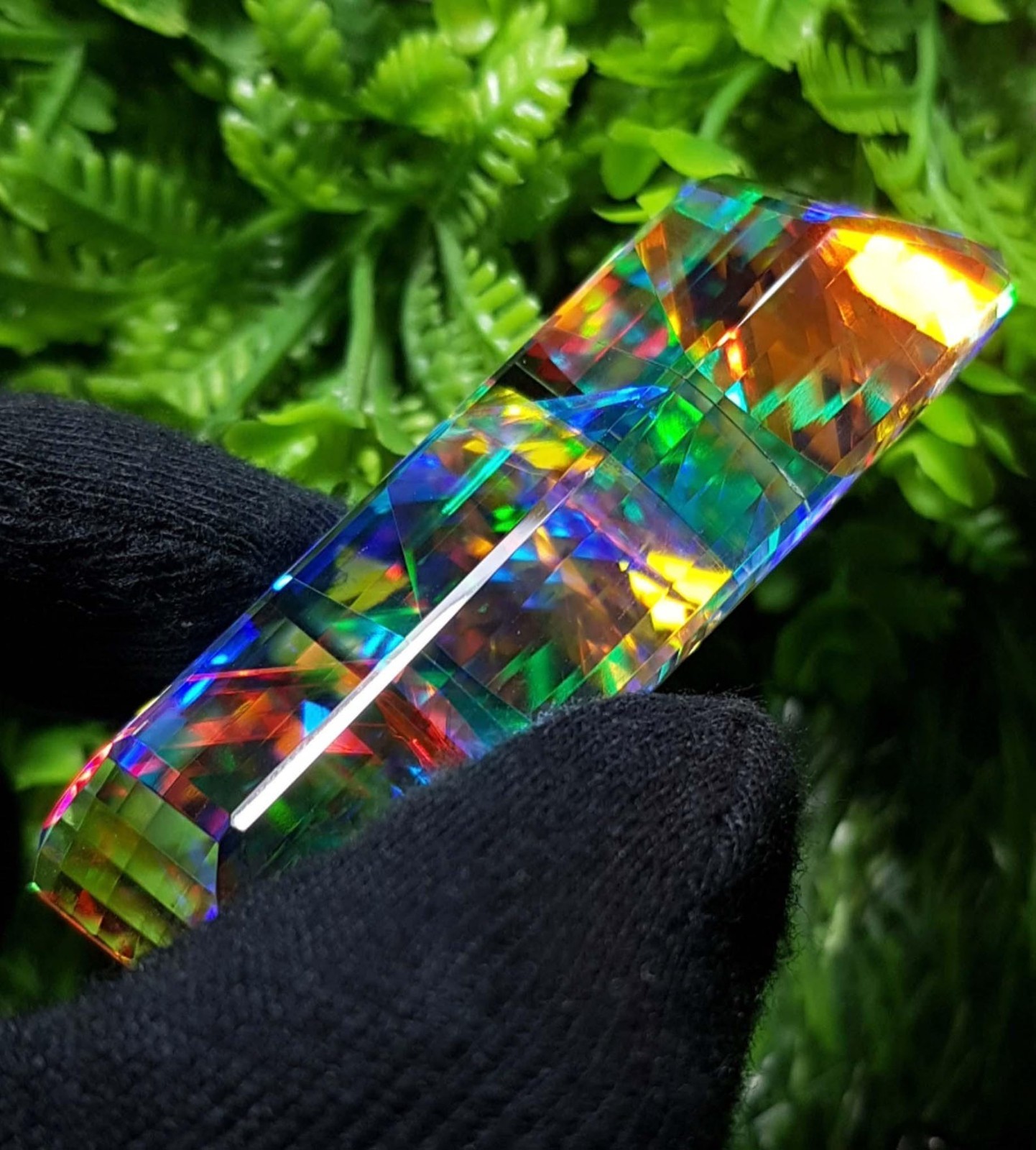 Certified 262 Ct Natural Emerald Cut Rainbow Color Mystic Quartz Loose Gemstone