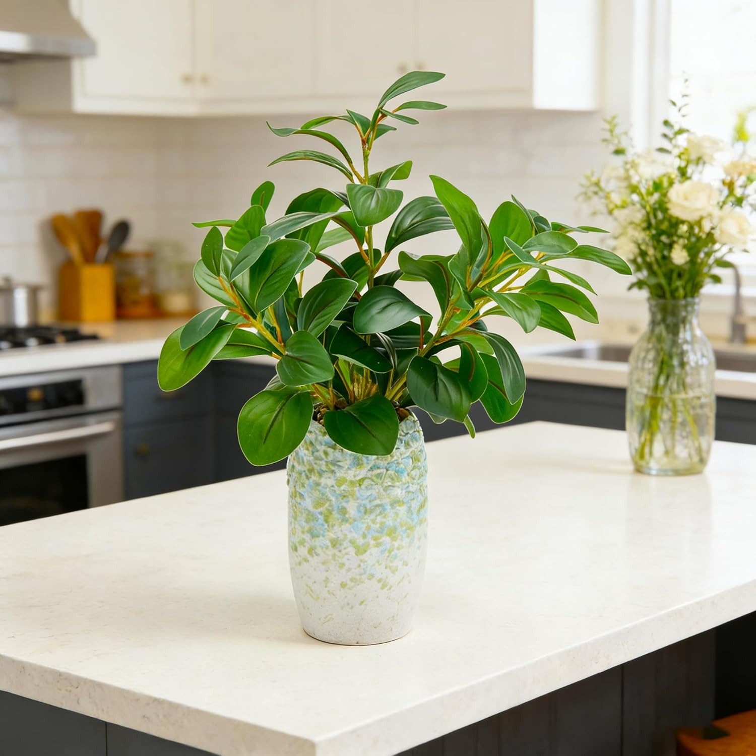 K&Y Realistic Artificial Potted Plants Olive Wild Fern Berry Decor Low Maintenan