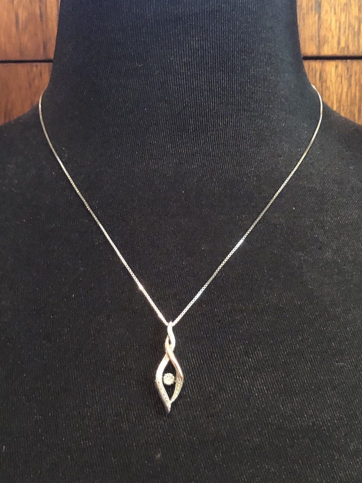 OTC Sterling 10k Rose Gold Infinity Pendant Sterling Box Chain Motion Diamond
