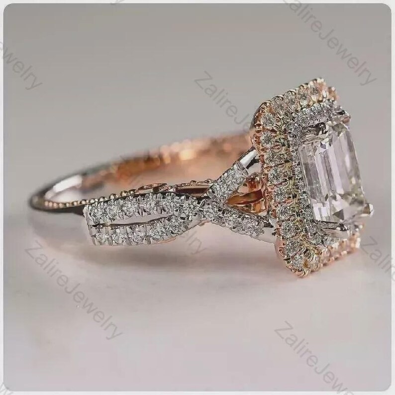 IGI 4 Ct Emerald F-VS1 Lab Grown Diamond Women Engagement Ring 14K Yellow Gold
