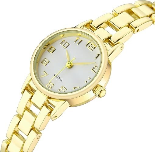 Women’s Gold Tone Quartz Analog Wrist Watch Bracelet Dress Watch Round Dial