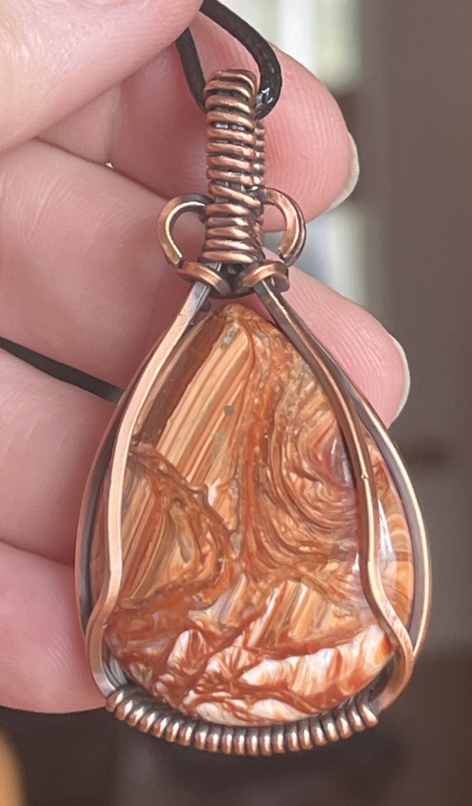 Redwood Opal (Opalized Silica) ~ Handmade copper wire wrapped pendant 8b
