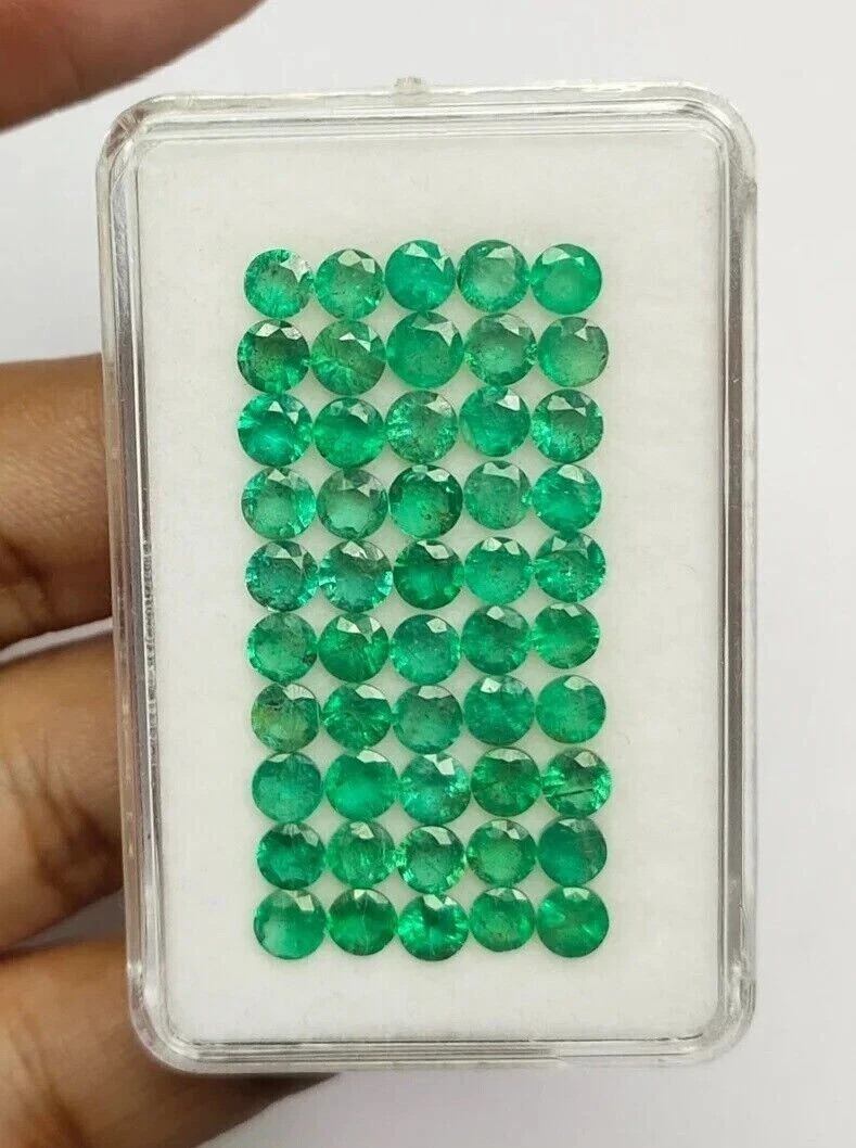 Natural Colombia Green Emerald 5 MM Round 15Pcs Lot EGL Certified Loose Gemstone