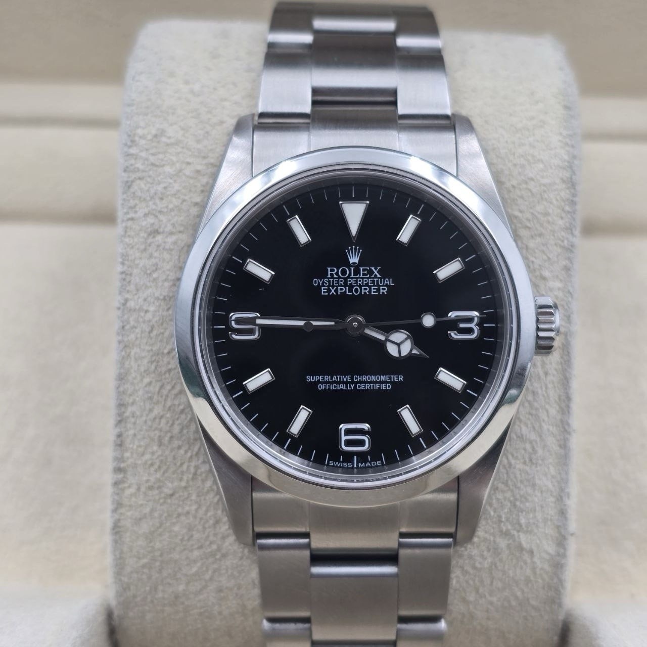 2008/2009 PAPERS Rolex Explorer l 114270 36mm Steel Black Dial Watch BOX