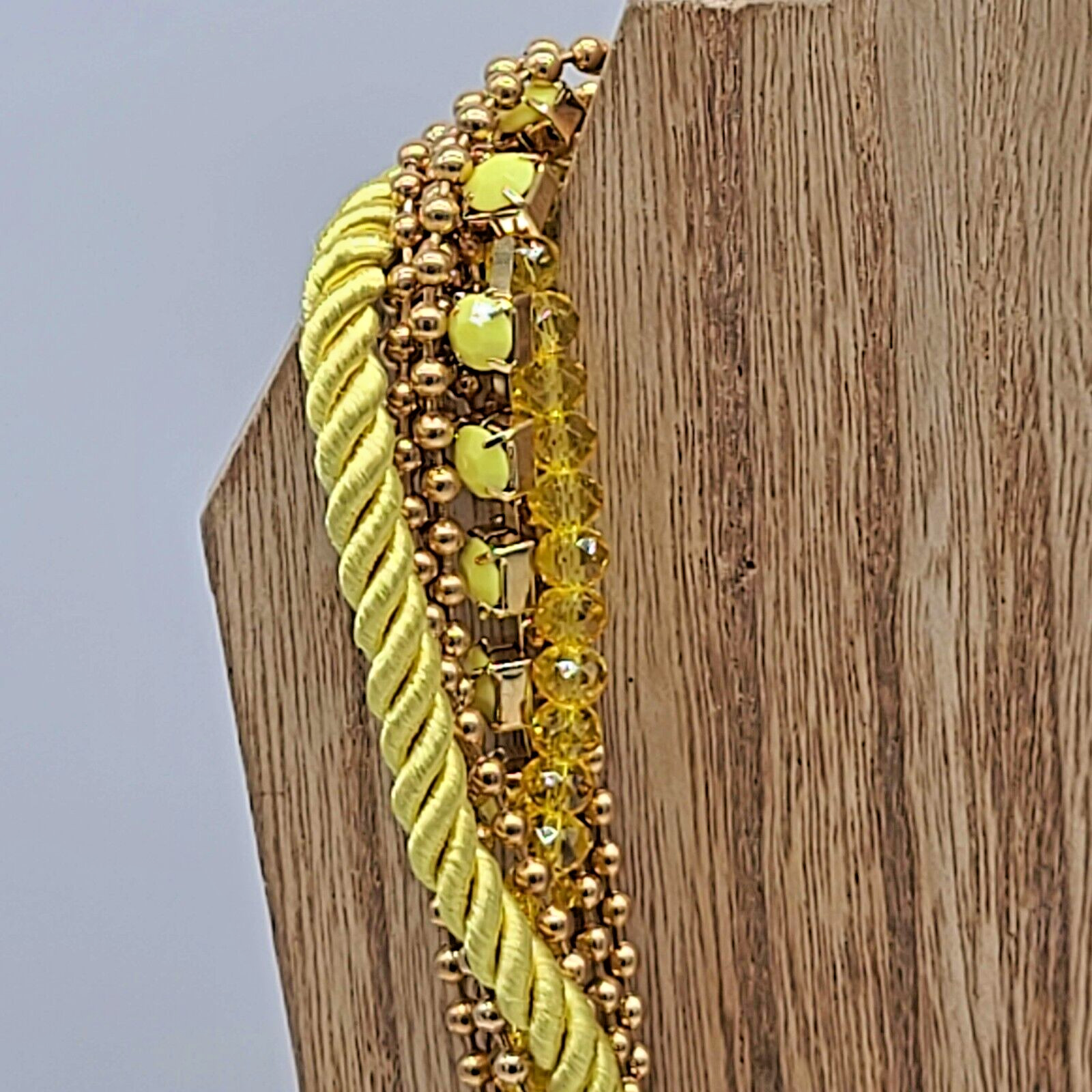 7 Charming Sisters “Twisted Takeover” Layered Yellow & Gold Bead & Rope Necklace