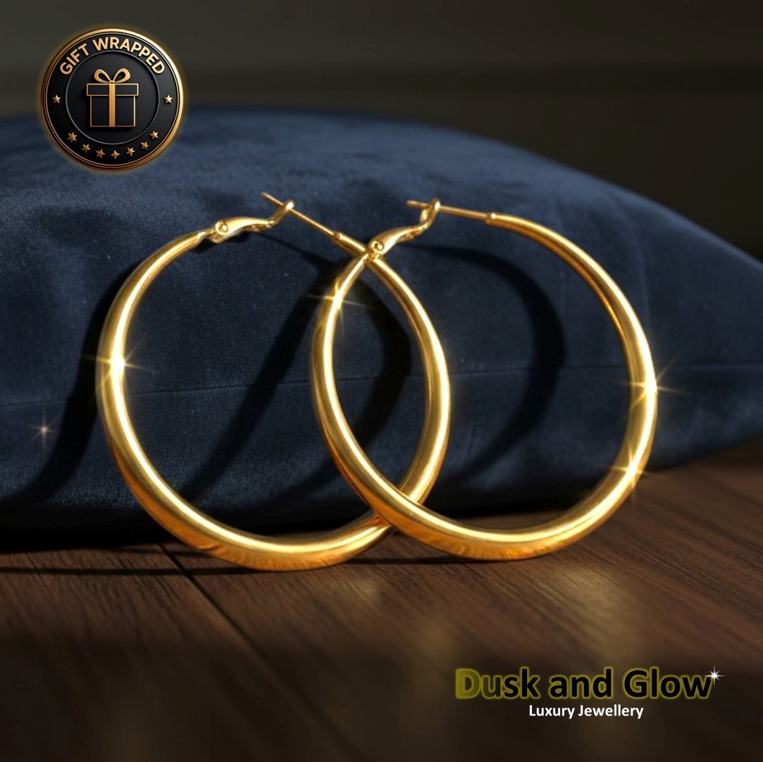 Women Large Size 5cm Gold Hoop Earrings Pair Ladies Girls Jewellery Gift NEW UK