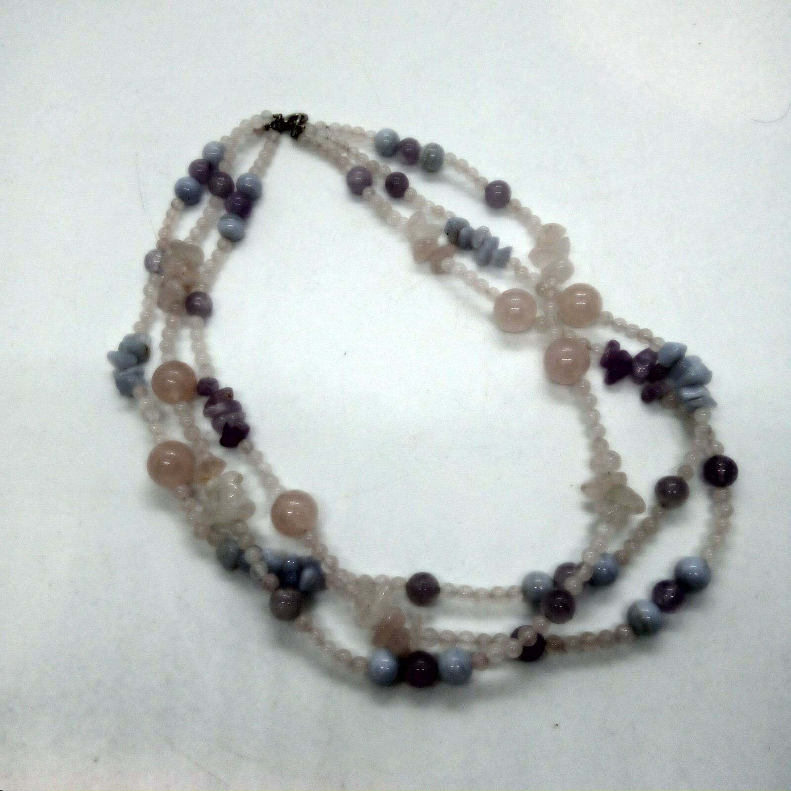 Glass Bead Necklace 3 Strand Round Beaded String Beautiful ❤️✨