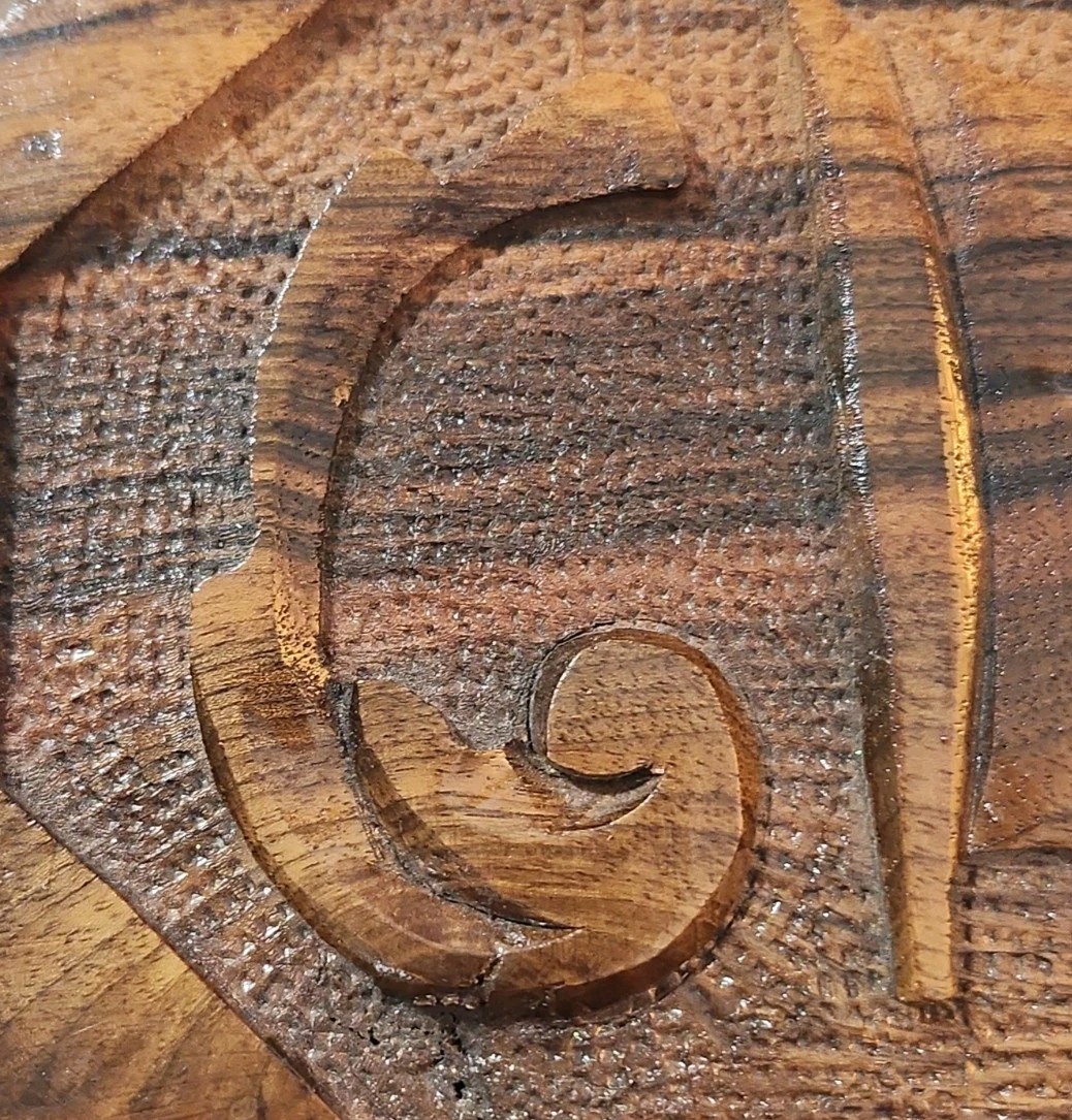 Vtg Kashmiri Hand Carved Walnut Wood Puzzle Jewelry Box Rotating Foot Lock-Read
