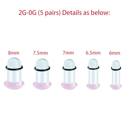 Glass Ear Stretching Kit 0.5mm Increment Gauges 16G – 00G 6mm-8mm (2g-0g) Pink