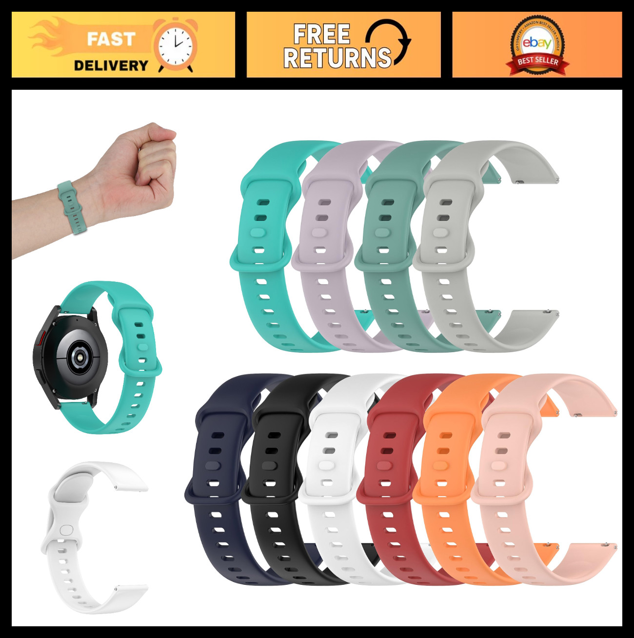10 Pack Soft Colorful Silicone Bands for Amazfit Bip, T-Rex, GTR – Adjustable Sp