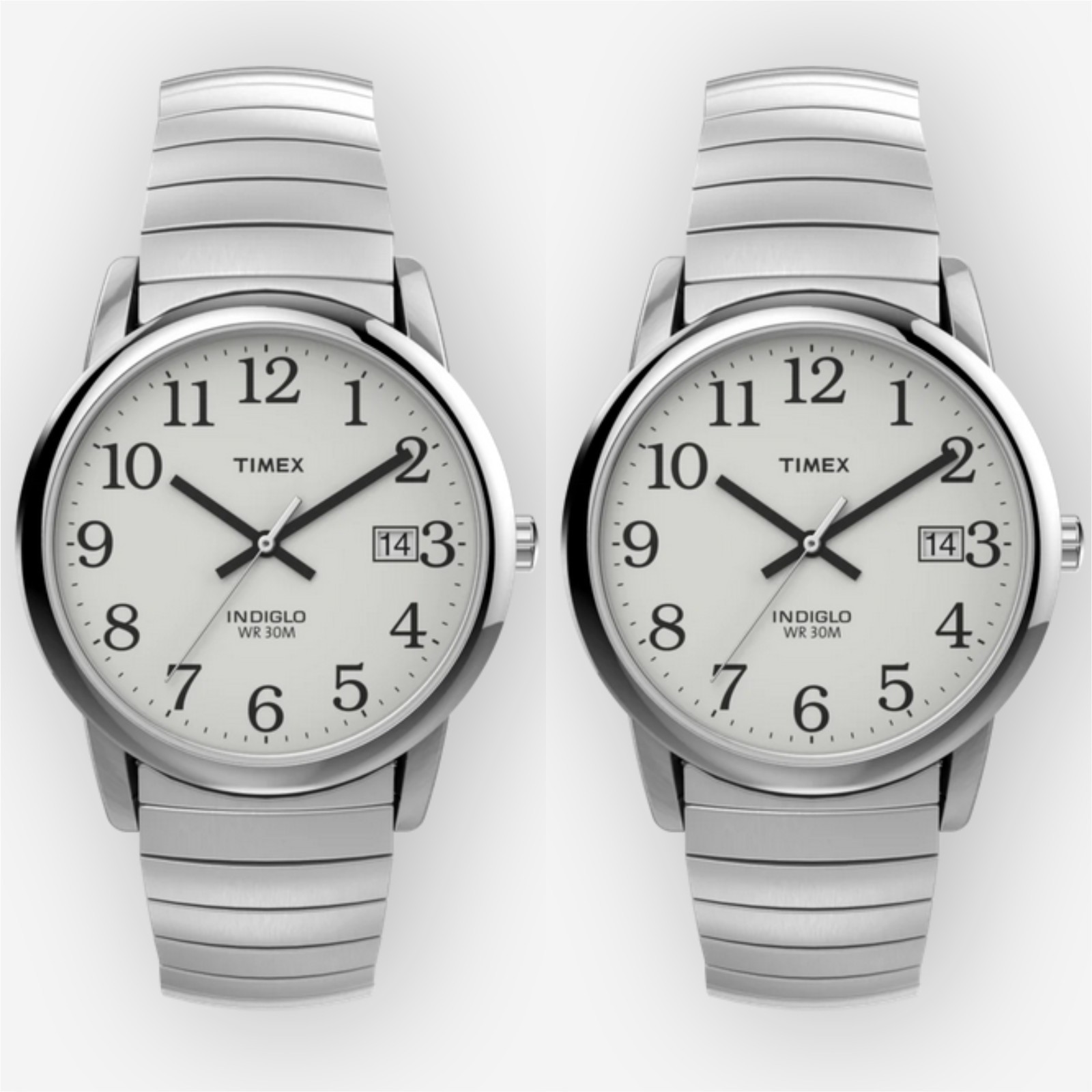 Lot of 2 Timex Men’s T2H451 Easy Reader 35mm Expansion Band Watch