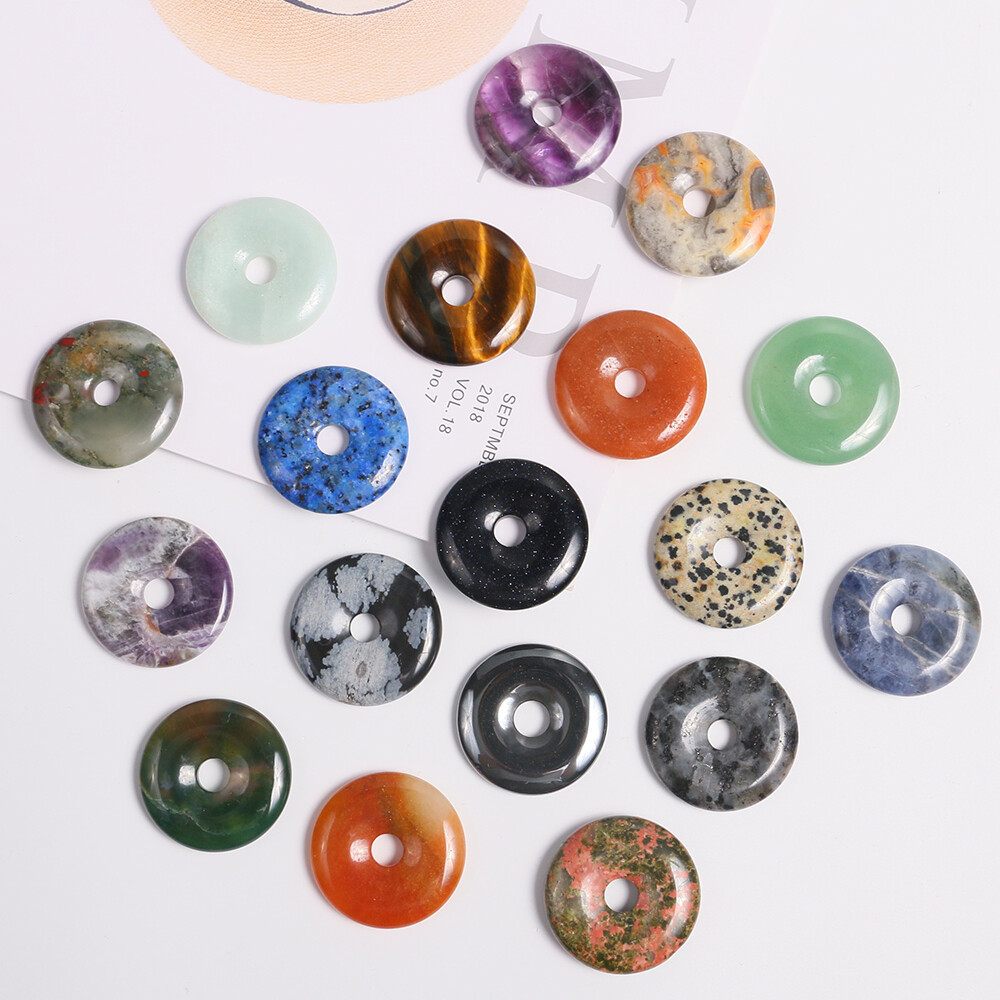 30mm Healing Crystal Peace Donut Beads Lucky Circle Donut Pendant Jewelry Making