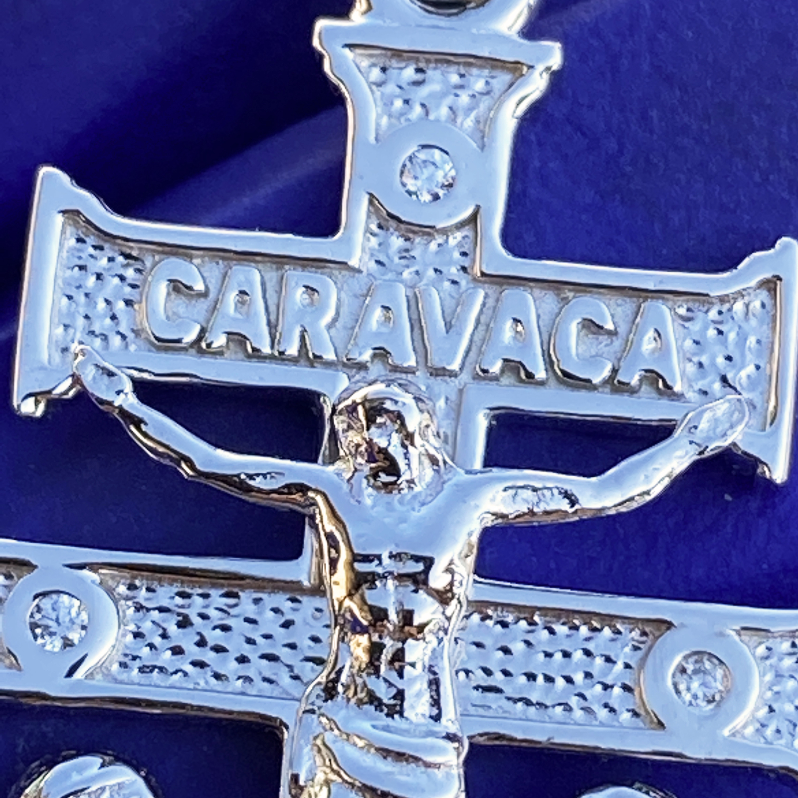 La Cruz De Caravaca Plata Cross Pendant Real Solid 925 Sterling Silver CZ 1.25″