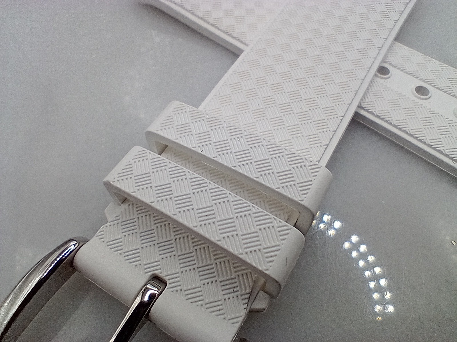 New 22mm Watchgecko Zuludiver HNBR Rubber Watch Strap White Quick Release 6B332
