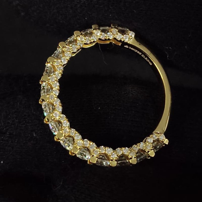 2.50mm Round Cut Moissanite 3/4 Eternity Engagement Wedding Band 14k Yellow Gold