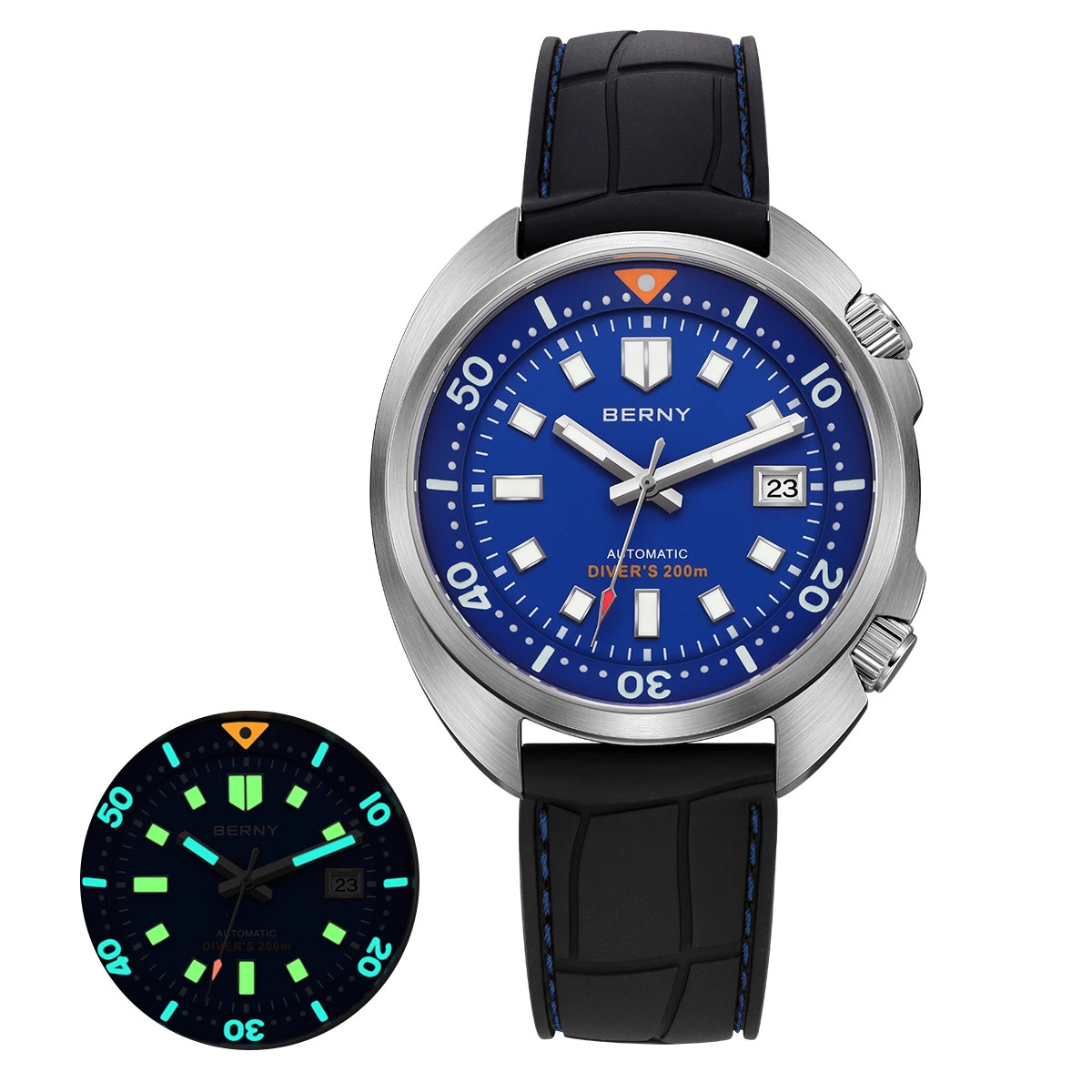 BERNY AM1970M Diver Watch Men Automatic Miyota 8215 20ATM Sapphire Luminous
