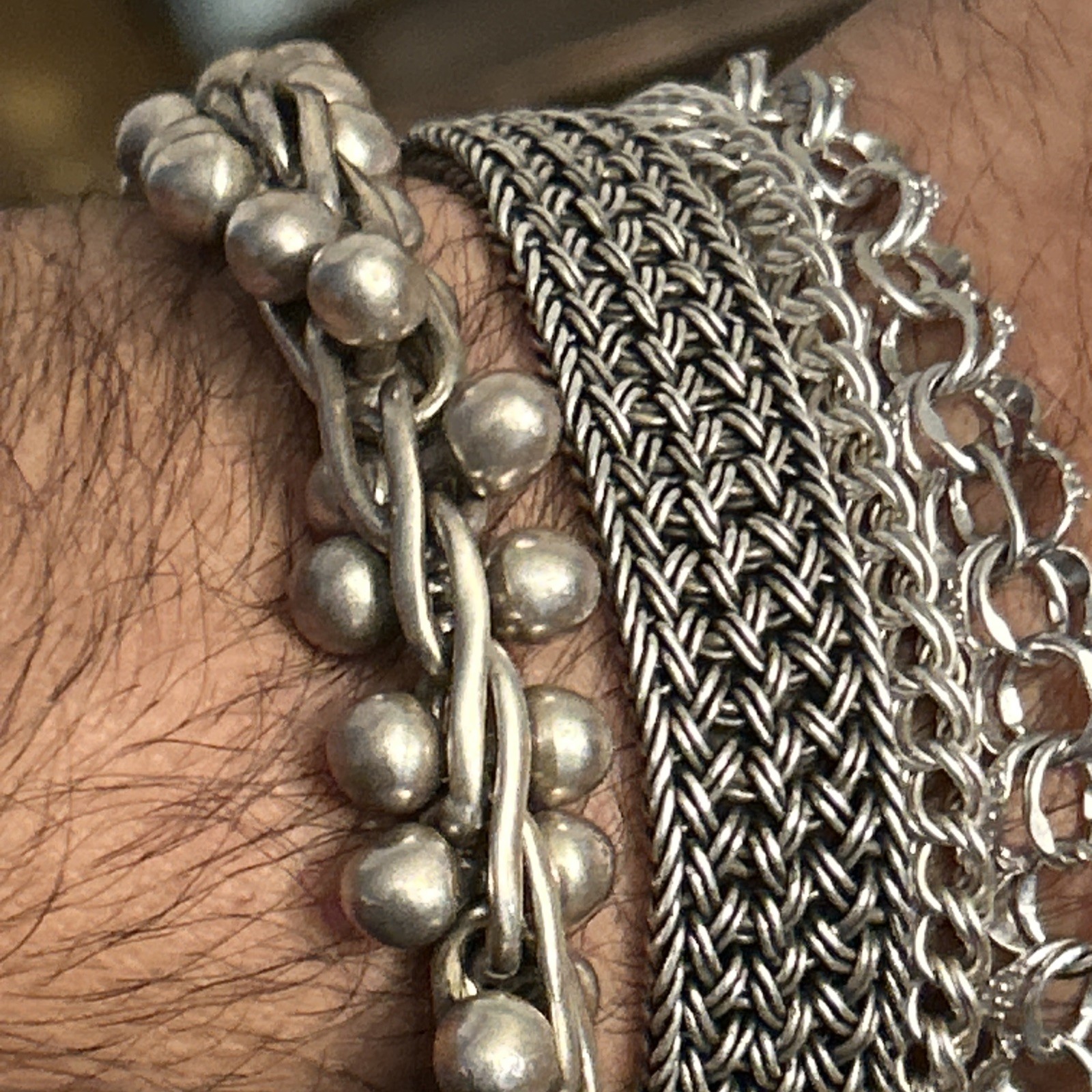 Sterling Silver Bracelet 925 Heavy DNA Bead Ball Chain Link Modernist 74g /8in