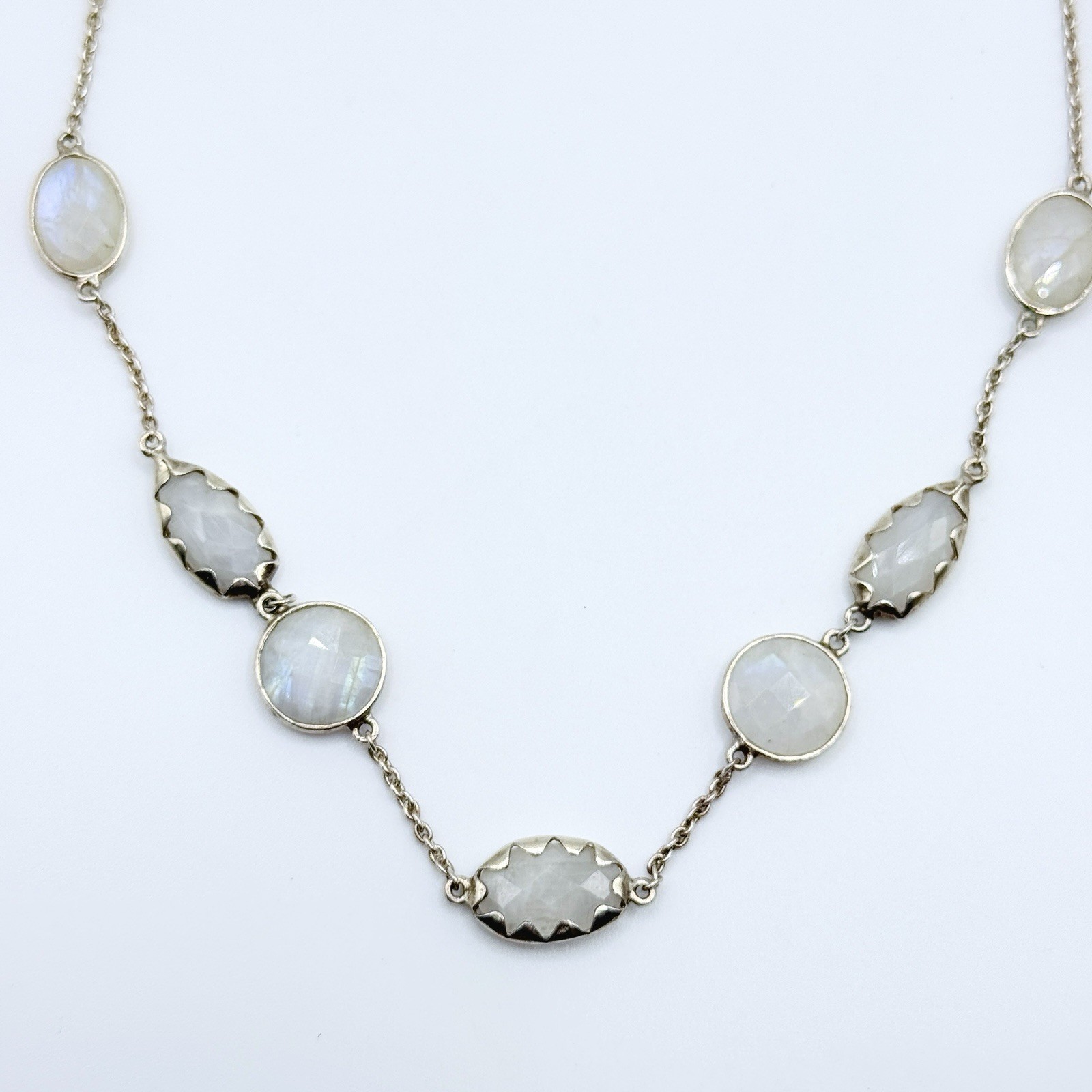 Retired Silpada Sterling Silver OVER THE MOON Moonstone Station Necklace N2914