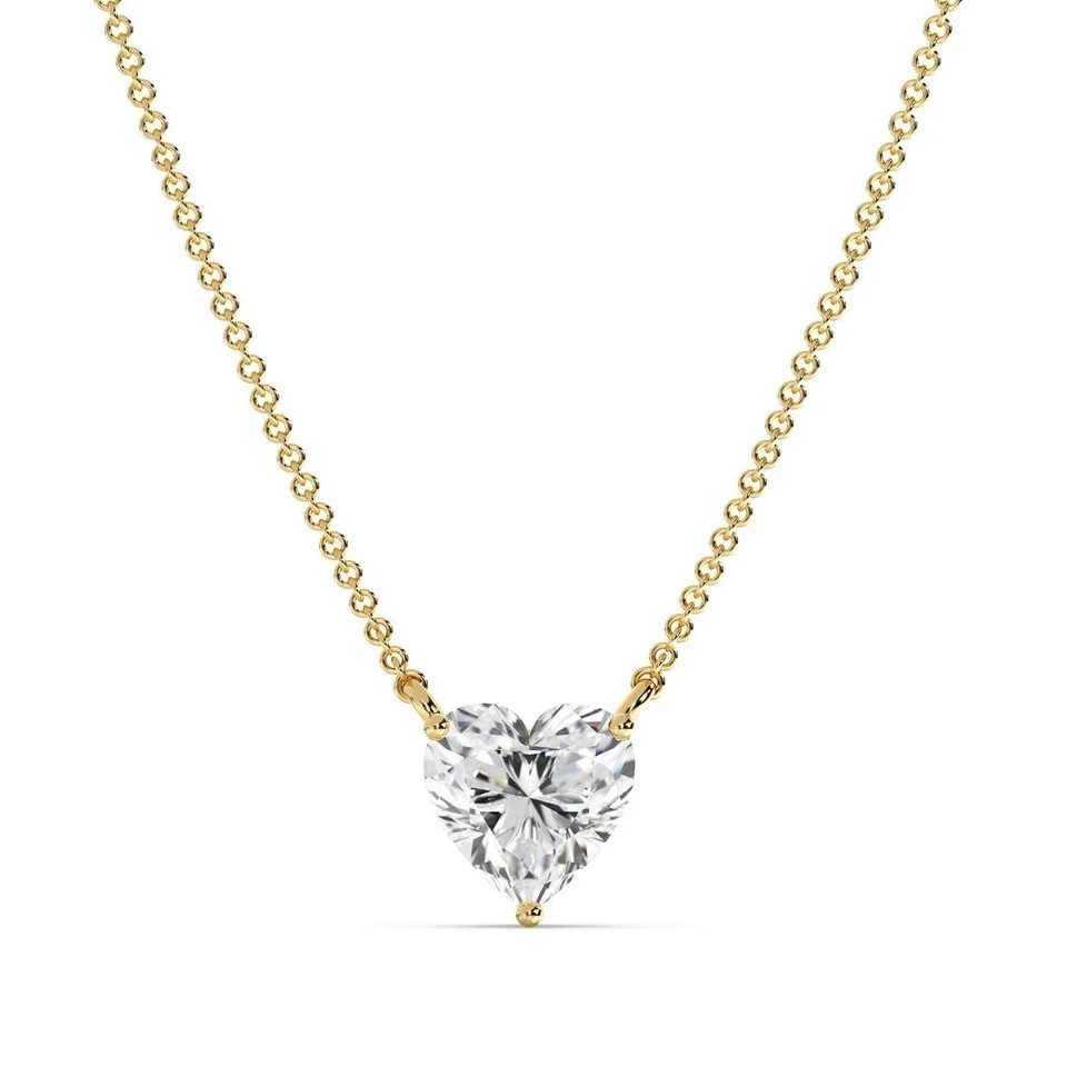 2.00CT Heart Natural Diamond Pendant Necklace For Any Festivals 14K Yellow Gold