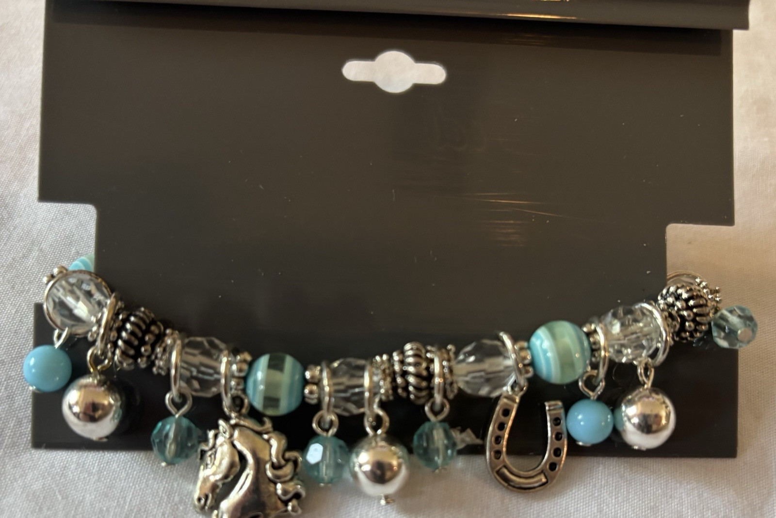 New Blue & Silver Tid Bits Womens Western, Country Bracelet -Horses, Horseshoes