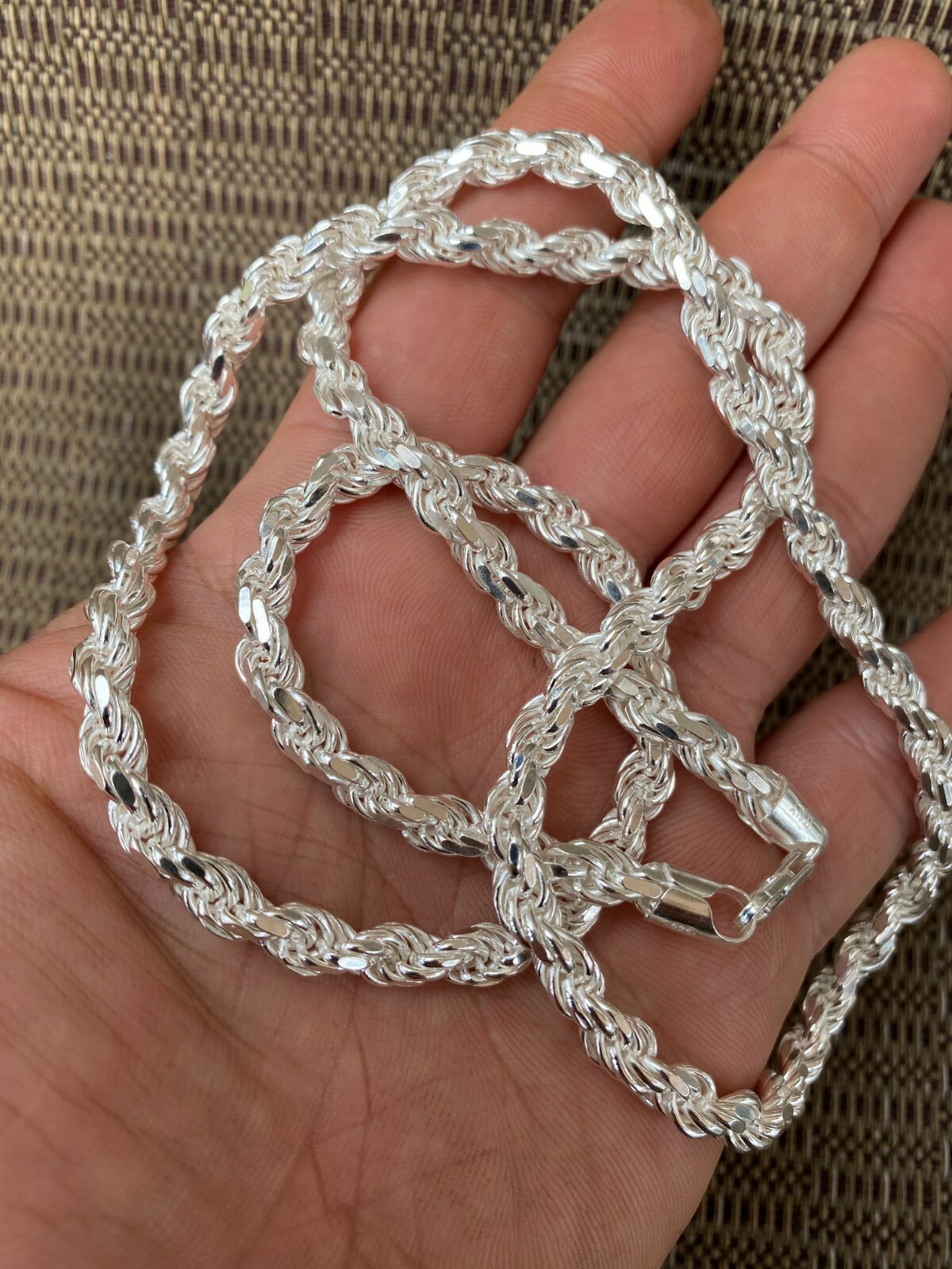 Men’s Rope Chain Real Solid 925 Sterling Silver Necklace 6mm 18″-30″ ITALY MADE