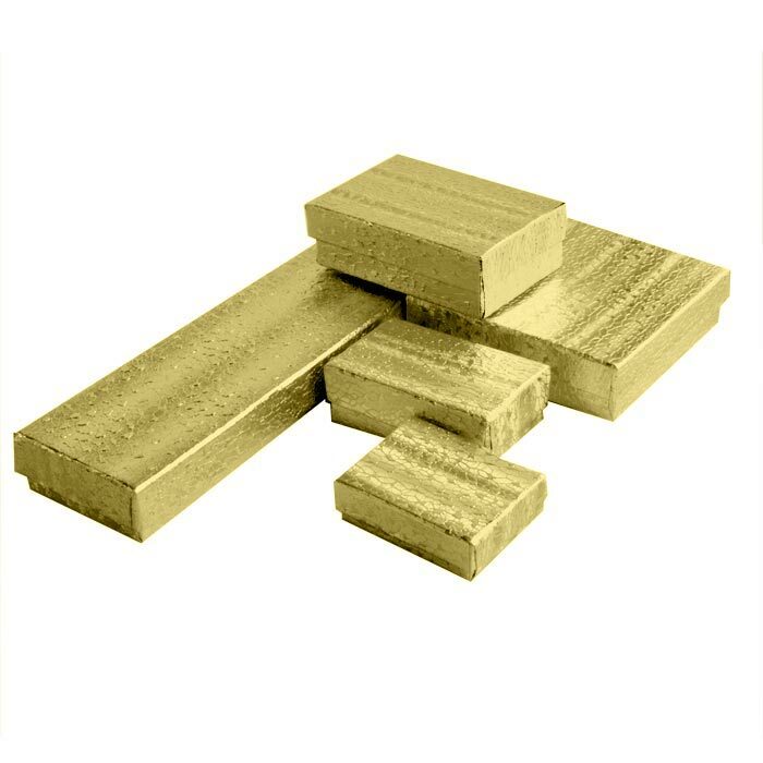 100 Gold Foil Assortment Sized Cotton Filled Jewelry Gift Packaging Boxes
