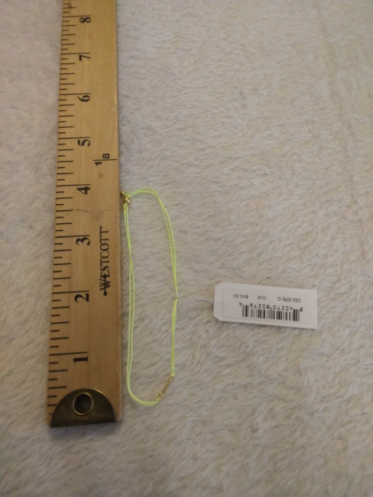 Gorjana Prism Alphabet Lime Green String Bracelet Gold Plated Letter J NWT