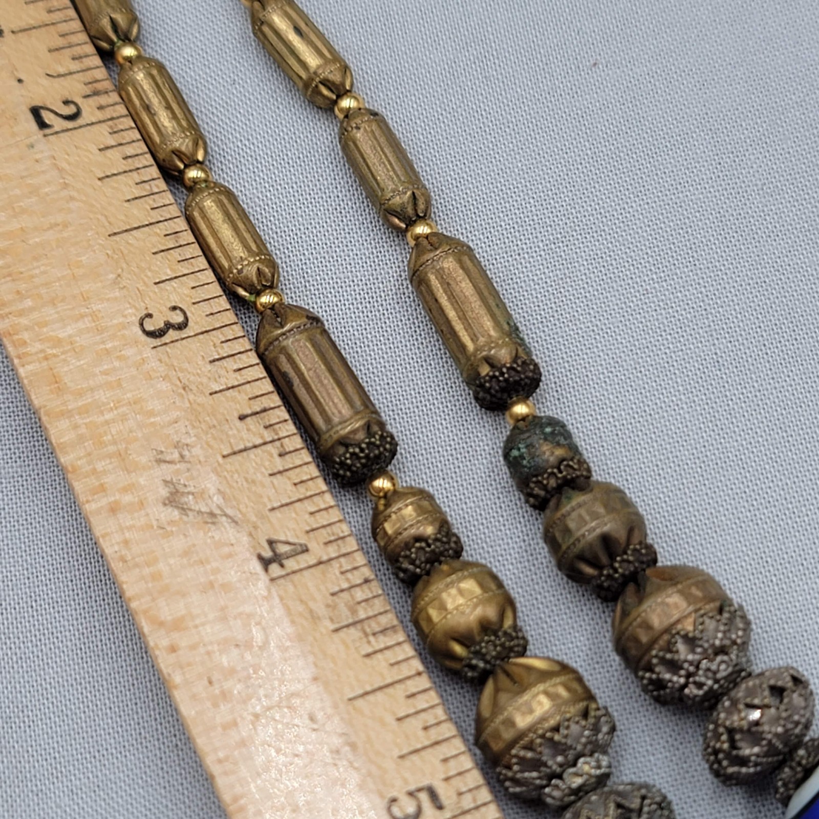 Antique Necklace Enamel Ceramic Filigree 15 in