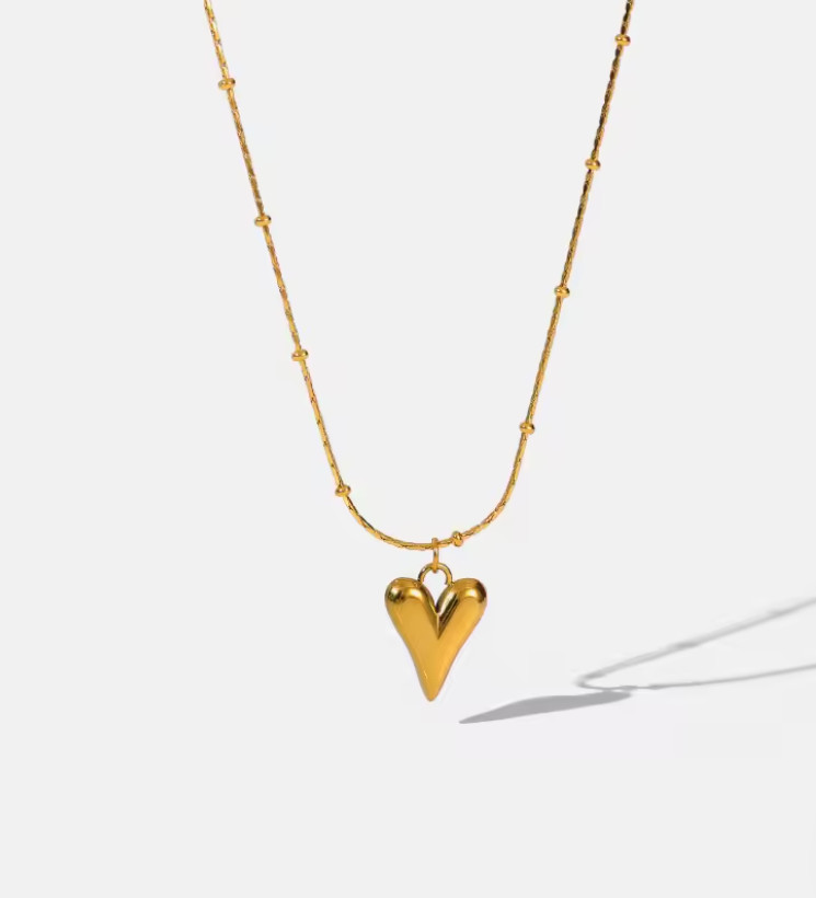 316L Stainless Steel Heart Pendant Necklace Waterproof Women Gift Jewelry