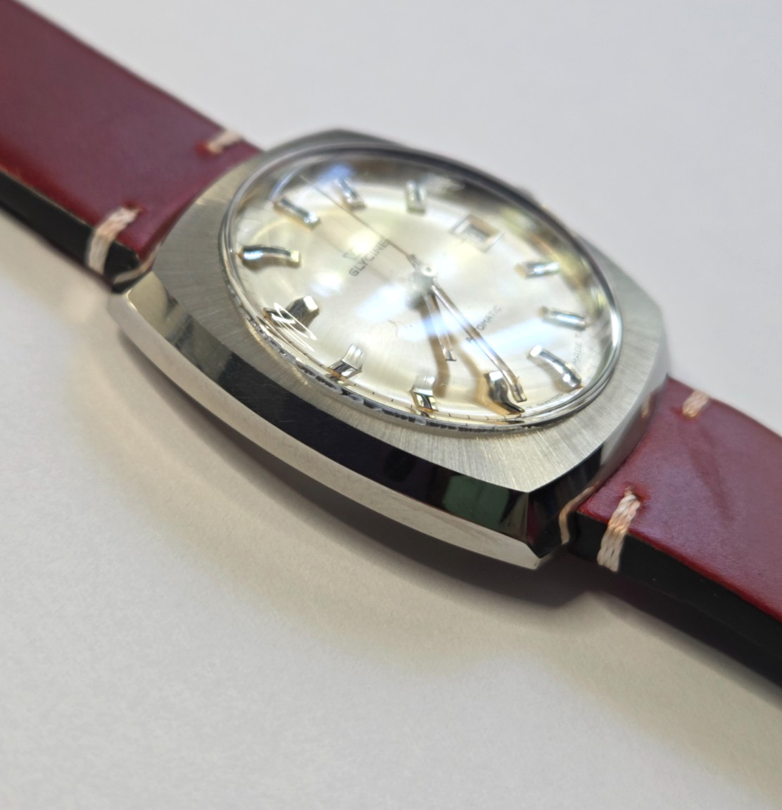 Glycine Automatic Date Watch Vintage Mens Beige Dial Perfect NOS 313/231 GOOD