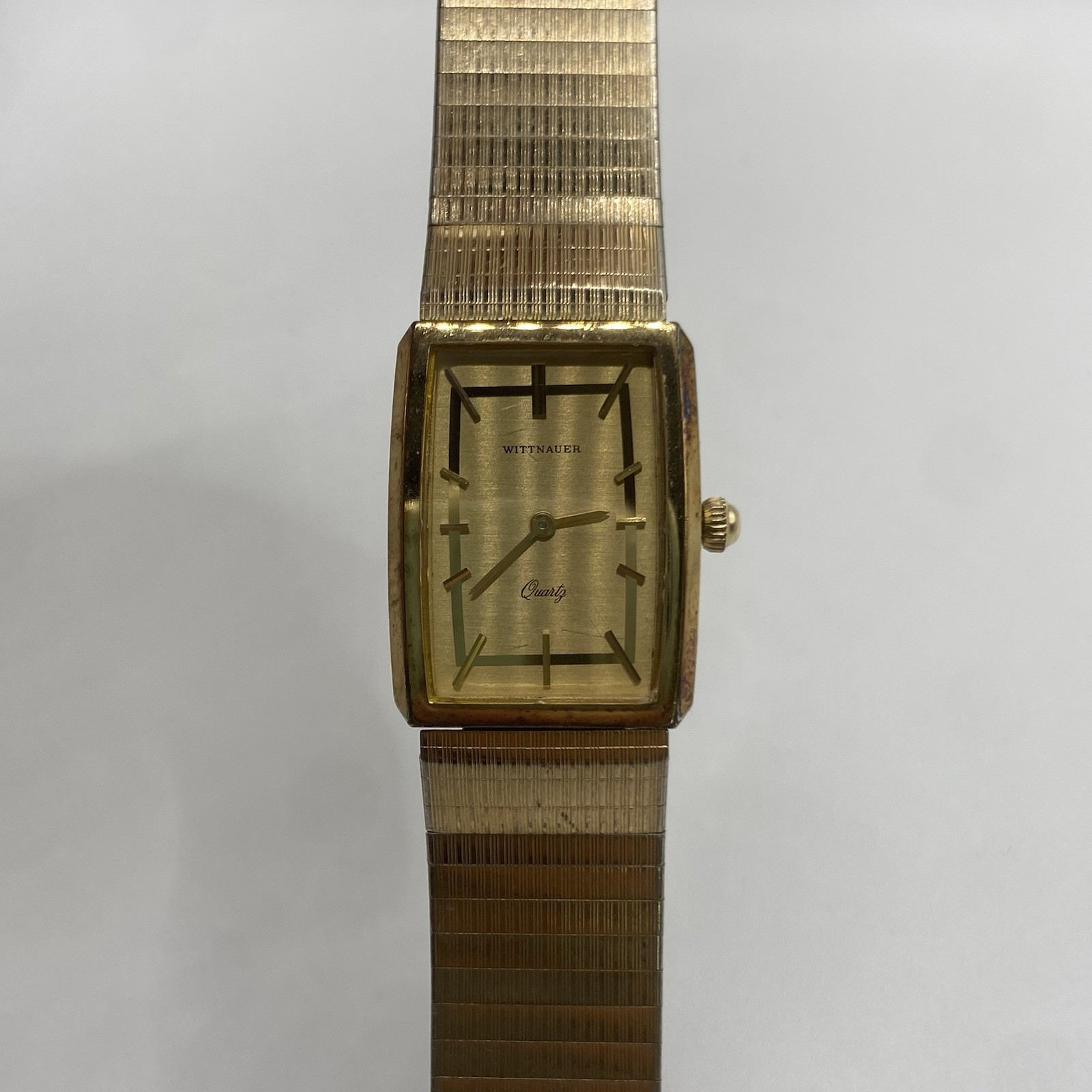 Vintage WITTNAUER 10k Gold Plated Tank Watch Untested 22mm Case