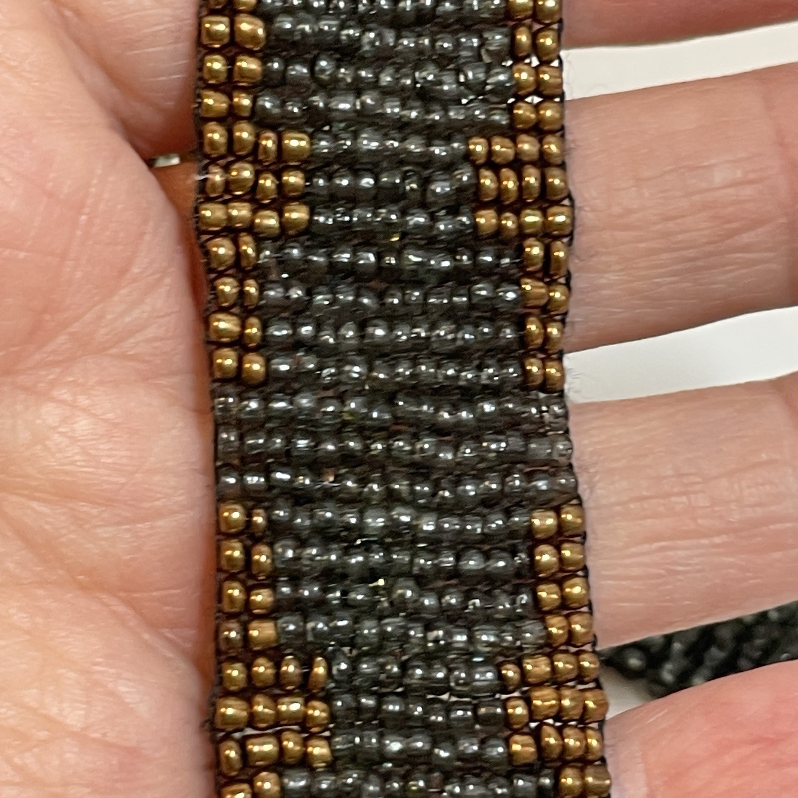 Pre-owned Boho Style Multi-strand Multi-color Seed Bead Necklace – Black Coppery