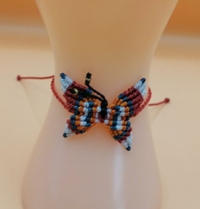 Multicolor Woven Butterfly Macrame Anklet
