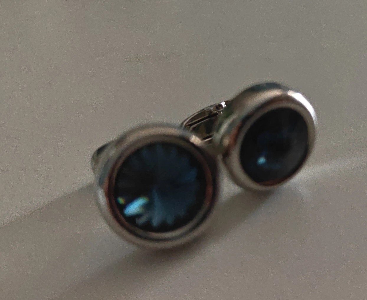 Mens Cufflinks Elegant Style Cuff Link Super Shiny Navy Blue Crystal Circular